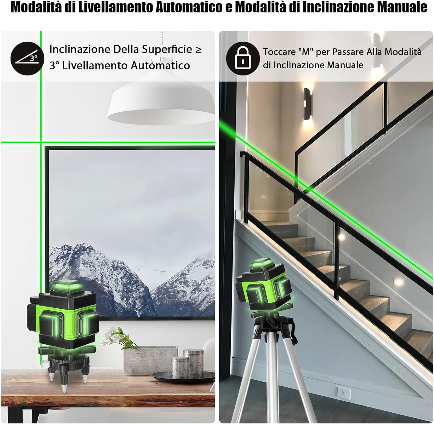 Livella Laser Autolivellante 4D - 16 Linee con Treppiedi